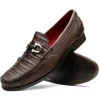 Discount Marco di Milano Adro Caiman Crocodile / Lizard Bit Loafers Brown