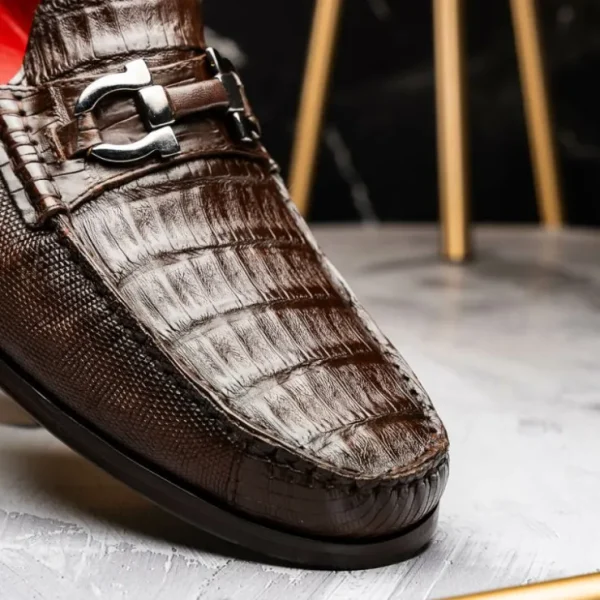 marco_di_milano_adro_caim_10.webp Discount Marco di Milano Adro Caiman Crocodile / Lizard Bit Loafers Brown