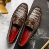 Discount Marco di Milano Adro Caiman Crocodile / Lizard Bit Loafers Brown