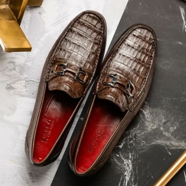 marco_di_milano_adro_caim_11.webp Discount Marco di Milano Adro Caiman Crocodile / Lizard Bit Loafers Brown