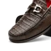 Discount Marco di Milano Adro Caiman Crocodile / Lizard Bit Loafers Brown