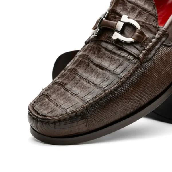 marco_di_milano_adro_caim_2.webp Discount Marco di Milano Adro Caiman Crocodile / Lizard Bit Loafers Brown