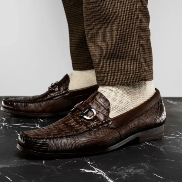 marco_di_milano_adro_caim_5.webp Discount Marco di Milano Adro Caiman Crocodile / Lizard Bit Loafers Brown