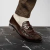 Discount Marco di Milano Adro Caiman Crocodile / Lizard Bit Loafers Brown