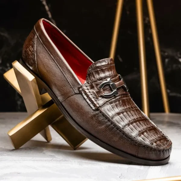 marco_di_milano_adro_caim_8.webp Discount Marco di Milano Adro Caiman Crocodile / Lizard Bit Loafers Brown