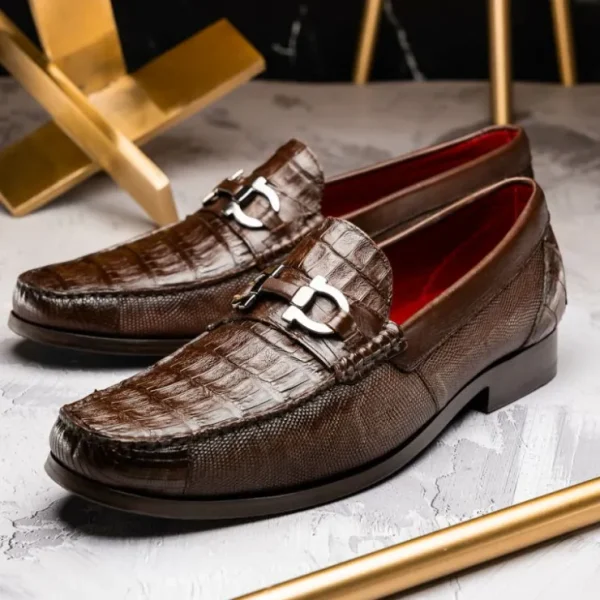 marco_di_milano_adro_caim_9.webp Discount Marco di Milano Adro Caiman Crocodile / Lizard Bit Loafers Brown