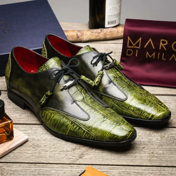 Clearance Marco di Milano Anzio Alligator & Calfskin Derby Green