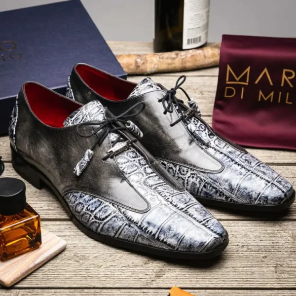 Flash Sale Marco di Milano Anzio Alligator & Calfskin Derby Newspaper / Grey