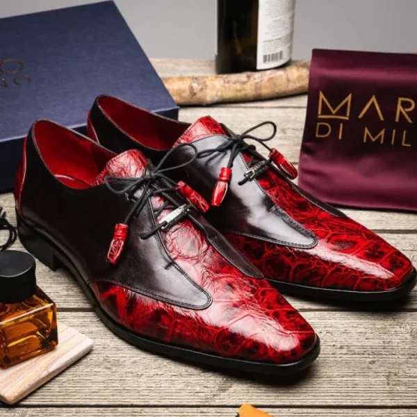 Clearance Marco di Milano Anzio Alligator & Calfskin Derby Black Cherry BlackCherry