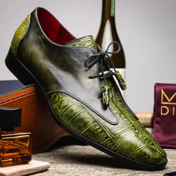 Clearance Marco di Milano Anzio Alligator & Calfskin Derby Green