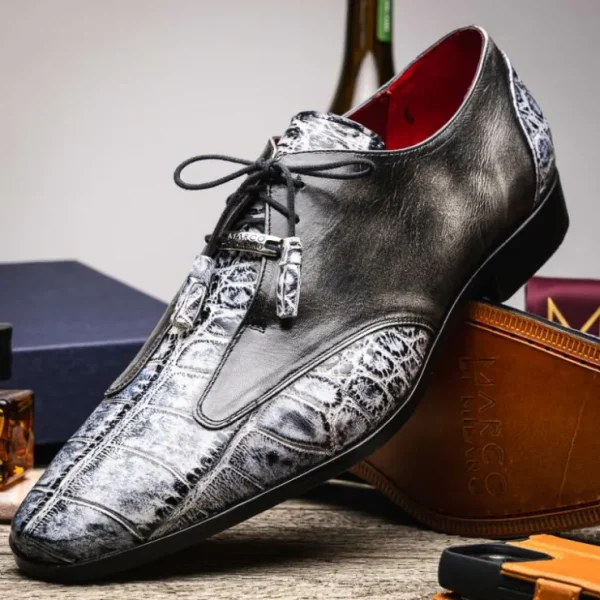 Flash Sale Marco di Milano Anzio Alligator & Calfskin Derby Newspaper / Grey