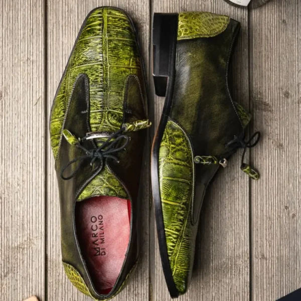 Clearance Marco di Milano Anzio Alligator & Calfskin Derby Green