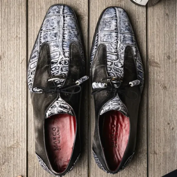 Flash Sale Marco di Milano Anzio Alligator & Calfskin Derby Newspaper / Grey