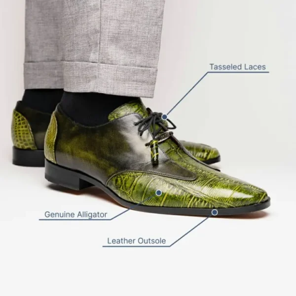 Clearance Marco di Milano Anzio Alligator & Calfskin Derby Green