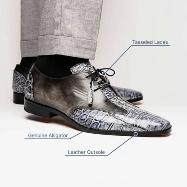 Flash Sale Marco di Milano Anzio Alligator & Calfskin Derby Newspaper / Grey