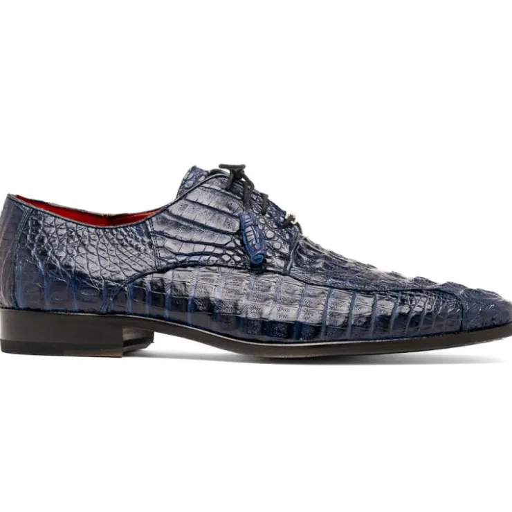 Fashion Marco di Milano Apricena Caiman Crocodile Derby Navy