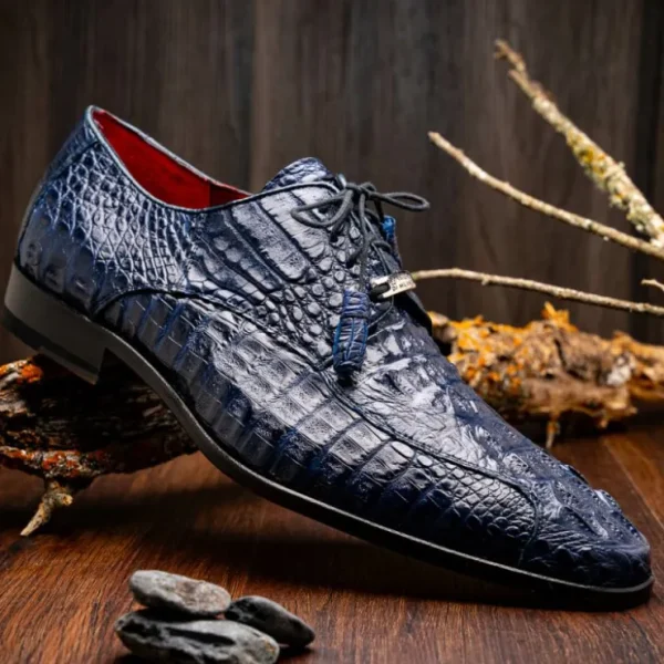 Fashion Marco di Milano Apricena Caiman Crocodile Derby Navy