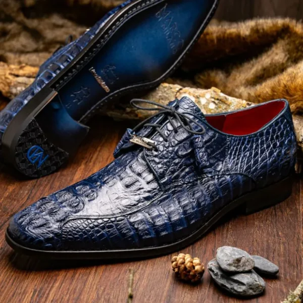Fashion Marco di Milano Apricena Caiman Crocodile Derby Navy