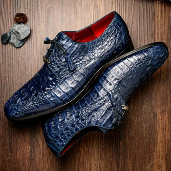 Fashion Marco di Milano Apricena Caiman Crocodile Derby Navy