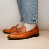Clearance Marco di Milano Aubiere Ostrich Quill Tassel Loafers Cognac