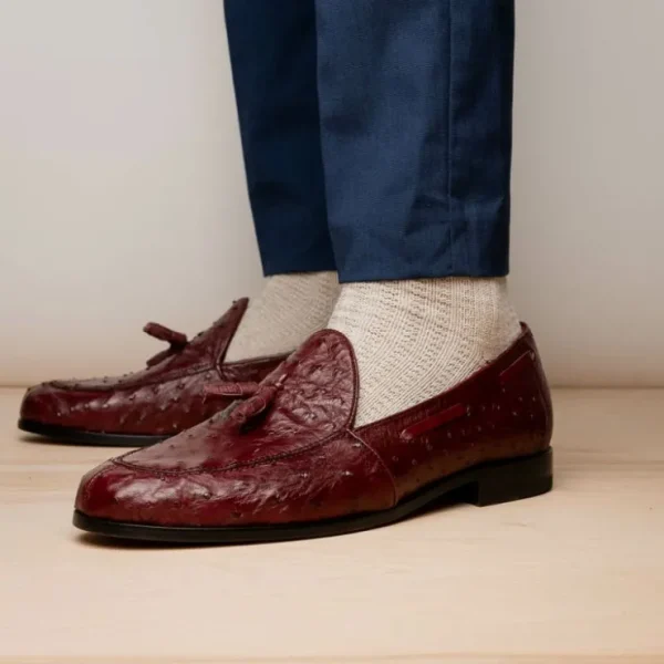Flash Sale Marco di Milano Aubiere Ostrich Quill Tassel Loafers Wine