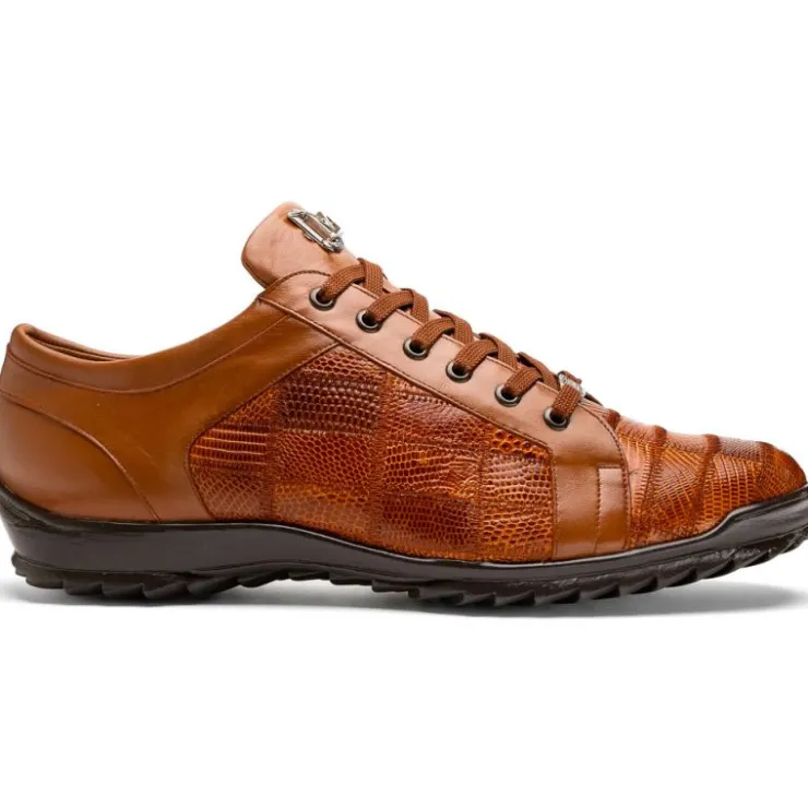 Shop Marco di Milano Bari Lizard Patchwork Sneakers Cognac