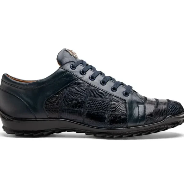 Shop Marco di Milano Bari Lizard Patchwork Sneakers Navy