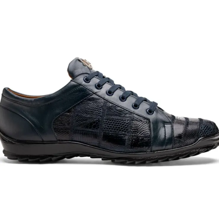 Shop Marco di Milano Bari Lizard Patchwork Sneakers Navy