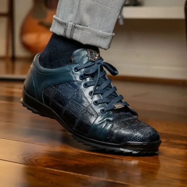 Shop Marco di Milano Bari Lizard Patchwork Sneakers Navy
