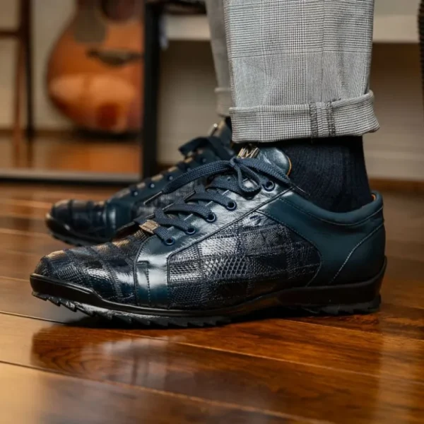 Shop Marco di Milano Bari Lizard Patchwork Sneakers Navy