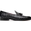 Hot Marco di Milano Bianchi Caiman Crocodile Tassel Loafers Black