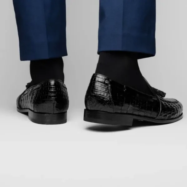 marco_di_milano_bianchi_c_11-1.webp Hot Marco di Milano Bianchi Caiman Crocodile Tassel Loafers Black