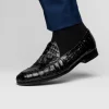Hot Marco di Milano Bianchi Caiman Crocodile Tassel Loafers Black