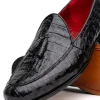 Hot Marco di Milano Bianchi Caiman Crocodile Tassel Loafers Black