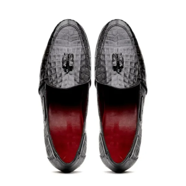 marco_di_milano_bianchi_c_4-1.webp Hot Marco di Milano Bianchi Caiman Crocodile Tassel Loafers Black