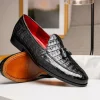 Hot Marco di Milano Bianchi Caiman Crocodile Tassel Loafers Black