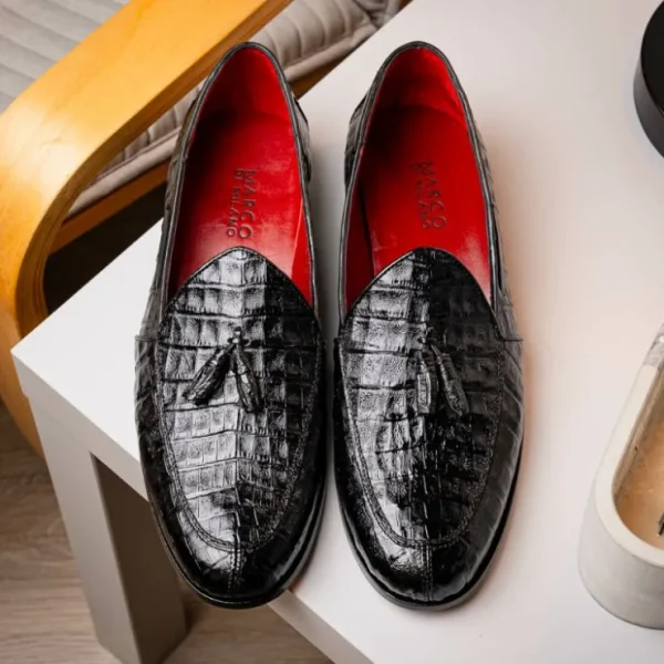 marco_di_milano_bianchi_c_7-1.webp Hot Marco di Milano Bianchi Caiman Crocodile Tassel Loafers Black