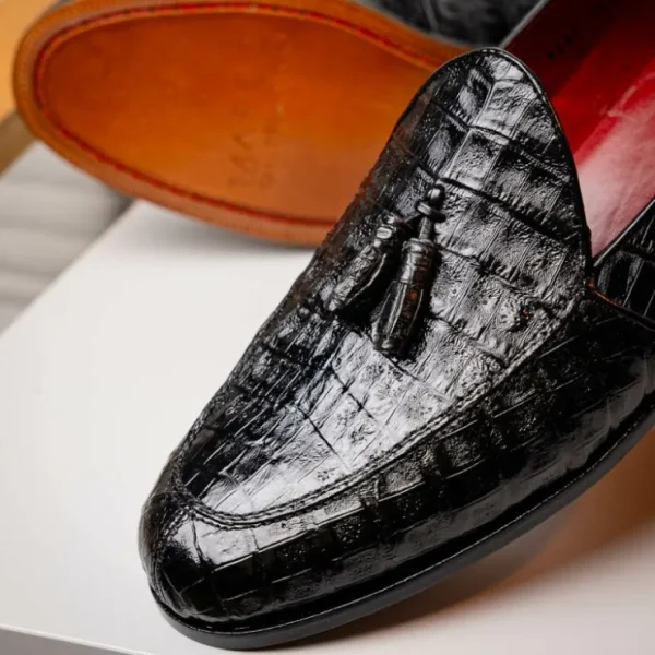 marco_di_milano_bianchi_c_8-1.webp Hot Marco di Milano Bianchi Caiman Crocodile Tassel Loafers Black