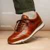 New Marco di Milano Brescia Python & Calfskin Sneakers Honey