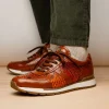 New Marco di Milano Brescia Python & Calfskin Sneakers Honey