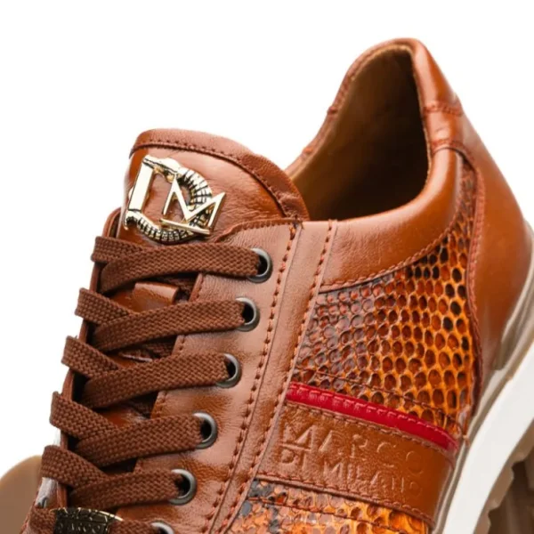New Marco di Milano Brescia Python & Calfskin Sneakers Honey