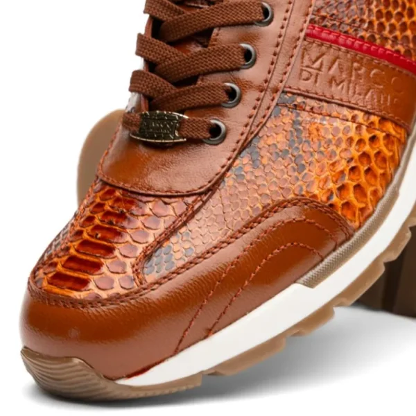 New Marco di Milano Brescia Python & Calfskin Sneakers Honey