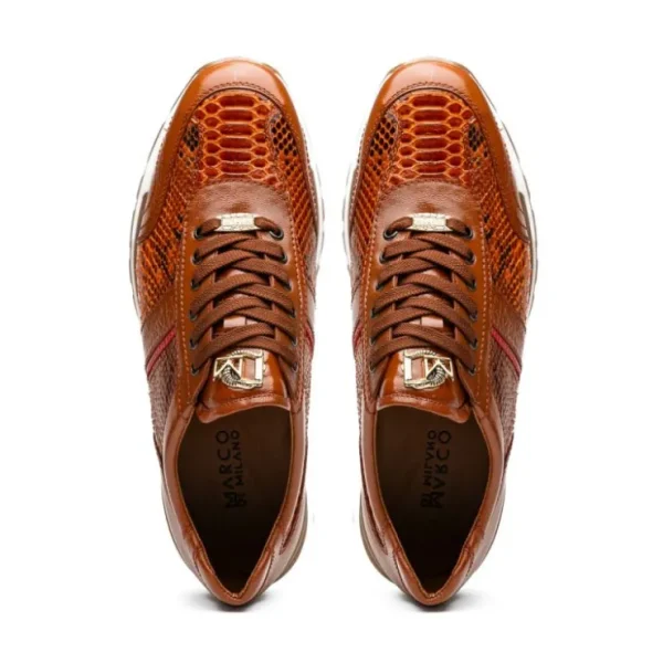 New Marco di Milano Brescia Python & Calfskin Sneakers Honey