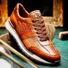 New Marco di Milano Brescia Python & Calfskin Sneakers Honey