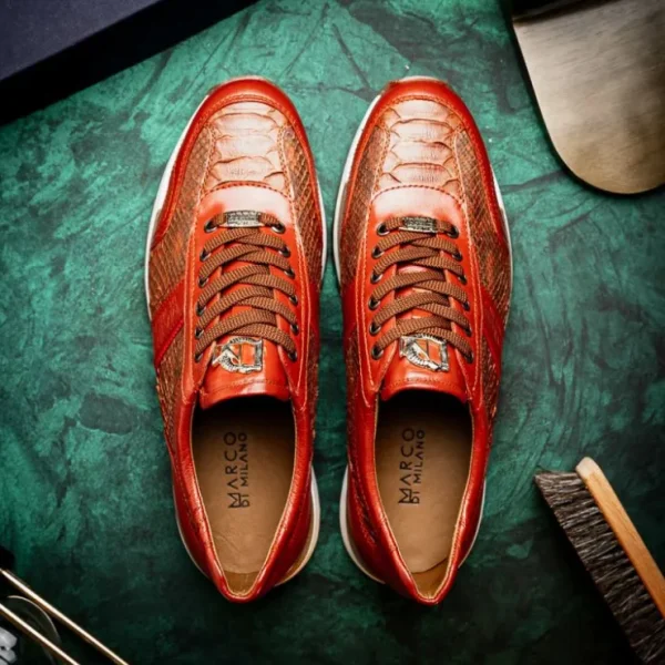 marco_di_milano_brescia_p_9.webp Fashion Marco di Milano Brescia Python & Calfskin Sneakers Antique Cognac AntiqueCognac