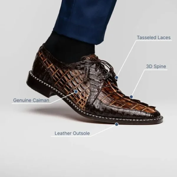 Hot Marco di Milano Caribe Caiman Crocodile Derby Orix / Brown