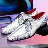 Best Marco di Milano Caribe Caiman Crocodile Derby White / Newspaper
