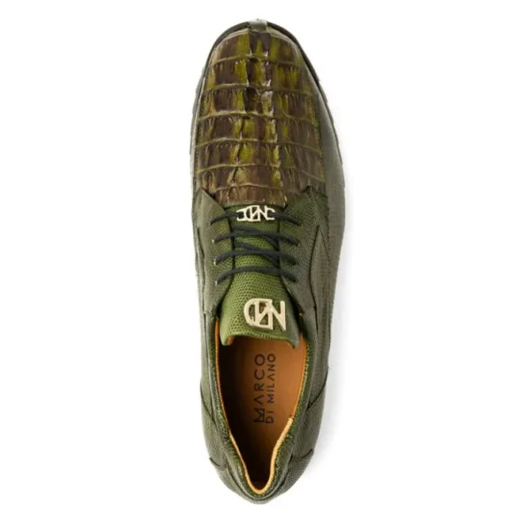 New Marco di Milano Crater Caiman Crocodile / Lizard Sneaker Rustic Olive RusticOlive