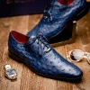 New Marco di Milano Criss Ostrich Quill Dress Oxfords Navy