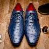 New Marco di Milano Criss Ostrich Quill Dress Oxfords Navy